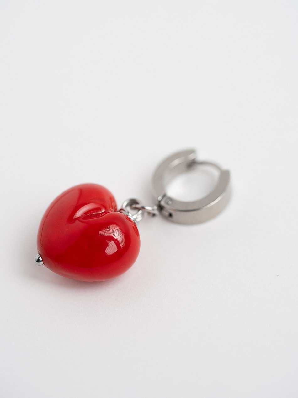 Earring "Glossy Flame Heart" image 4