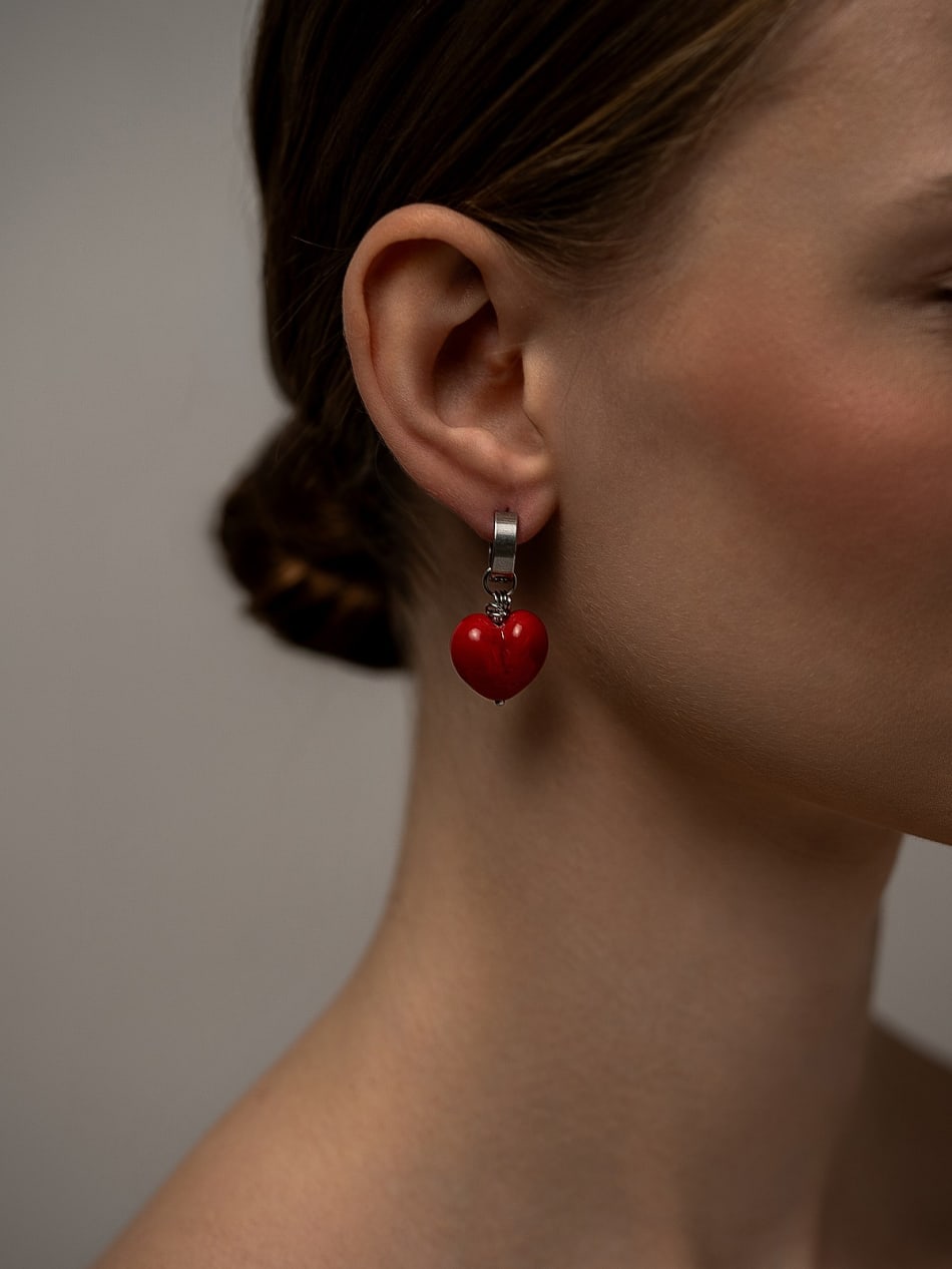 Earring "Glossy Flame Heart" image 3