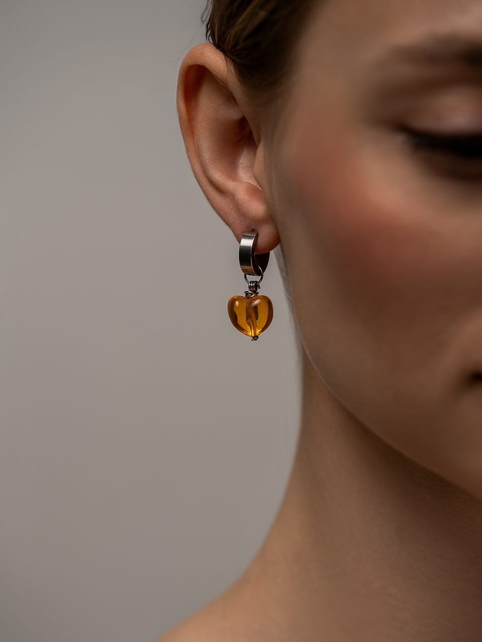 Earring "Amber Shine Heart " image 2