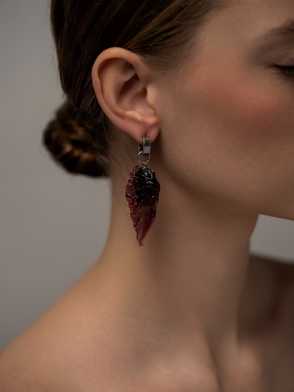 Earrings "Wine Wing" image 2