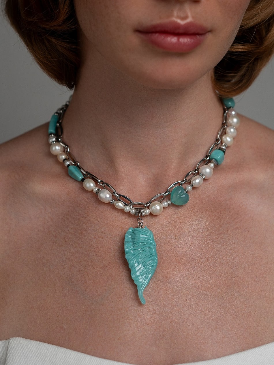 Necklace “Cool Blue Wing” image 3