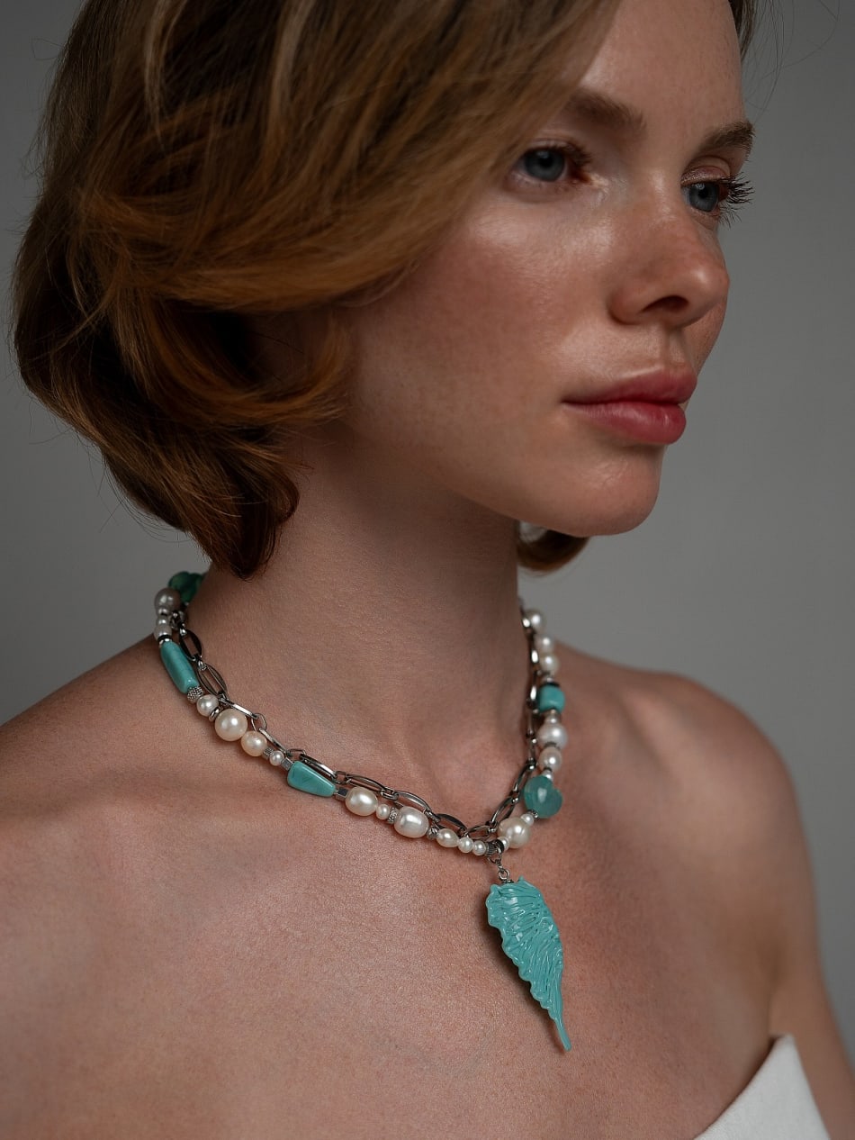 Necklace “Cool Blue Wing” image 2
