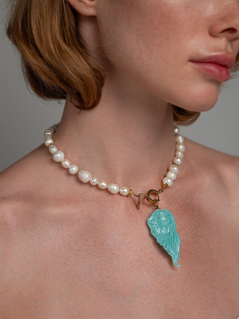 Necklace "Cool Blue Wing" image 1