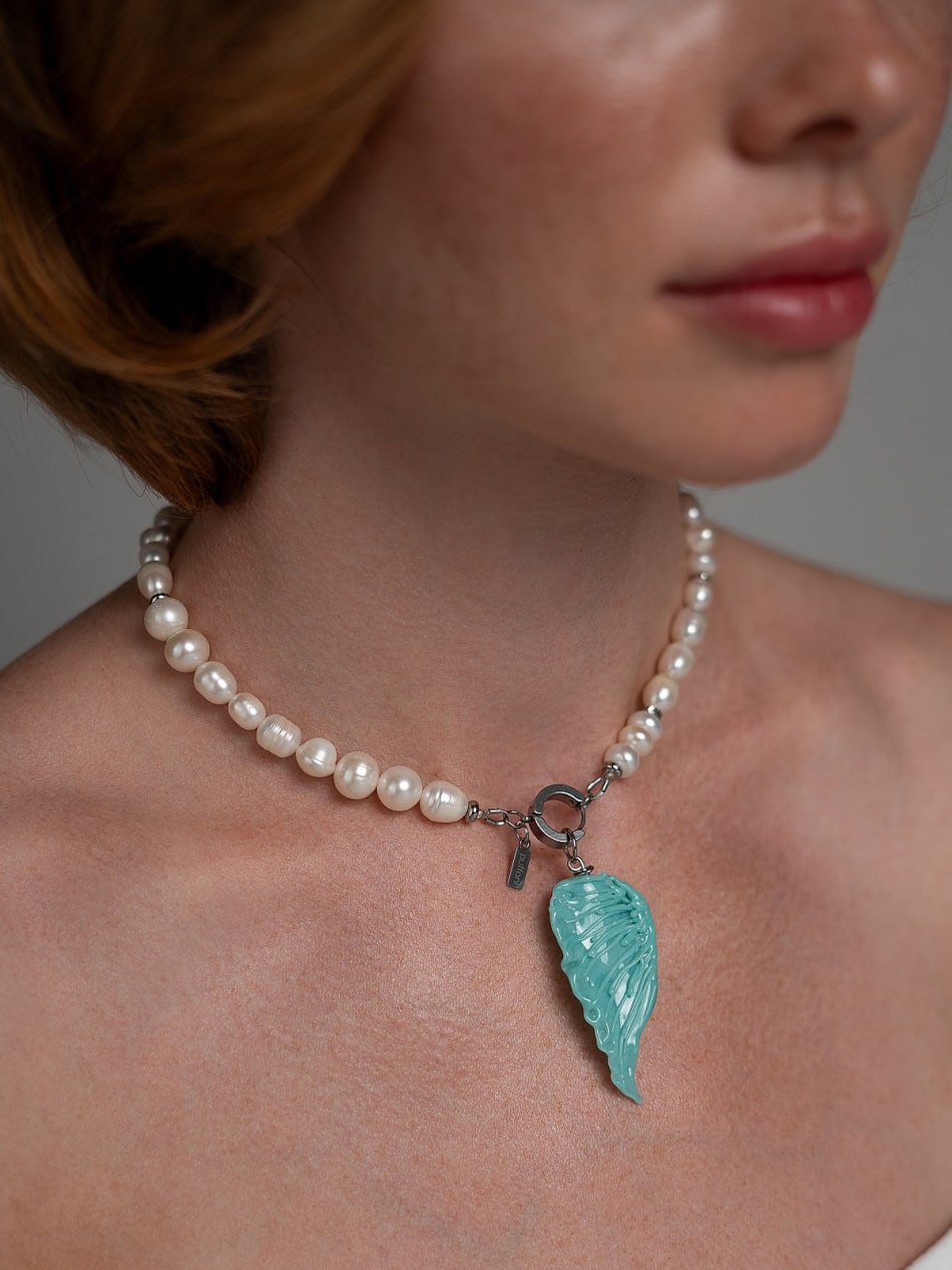 Necklace "Cool Blue Wing" image 1