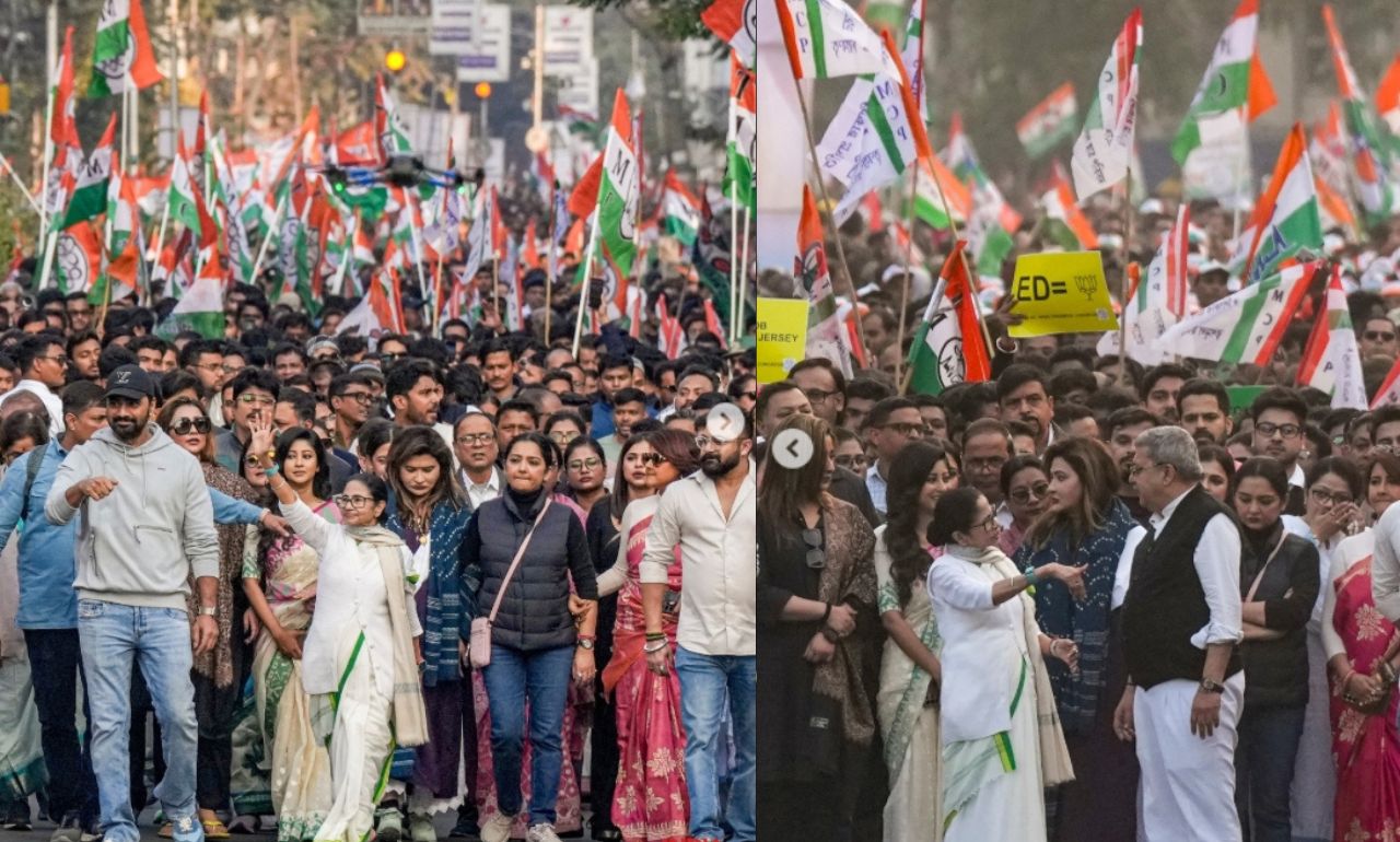 Mamata Banerjee Leads Street Protest in Kolkata Over ED Searches