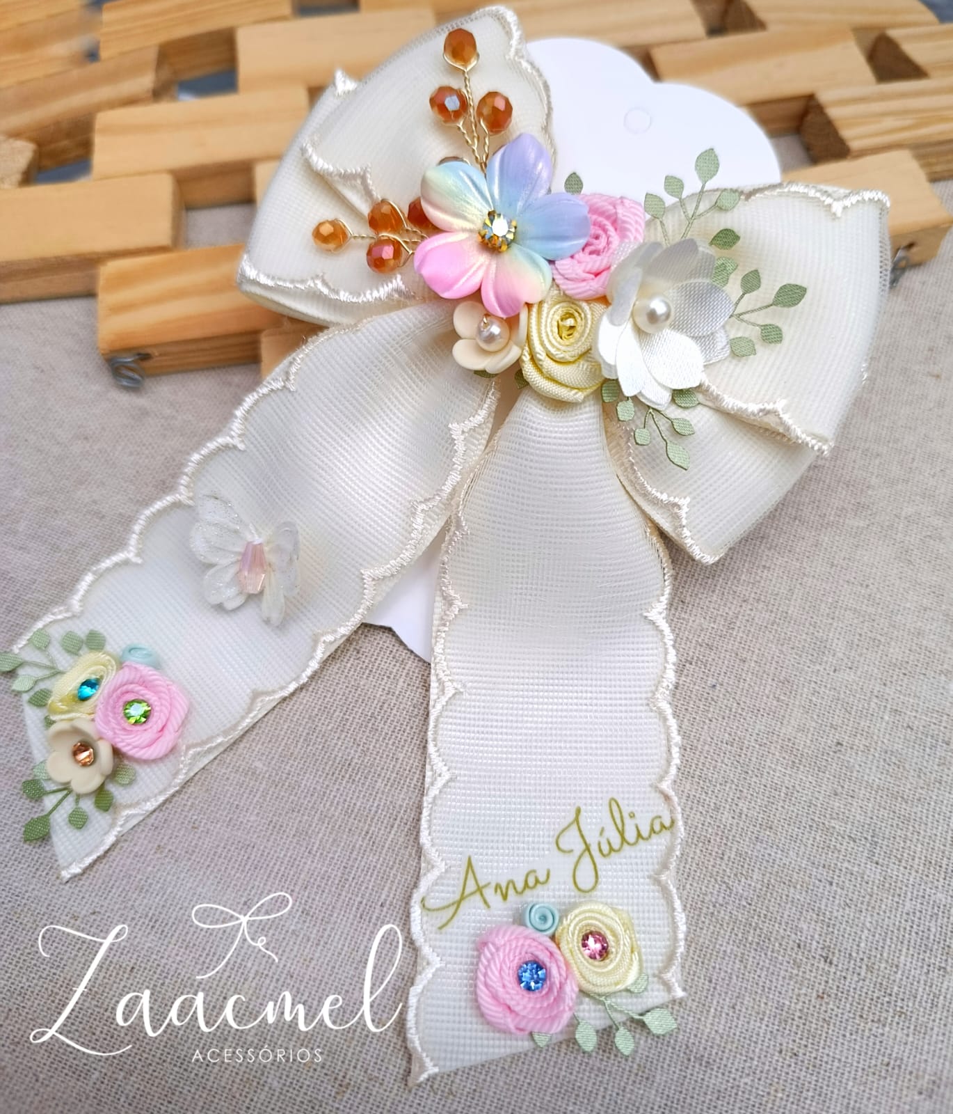 Laço Personalizado Floral Luxo