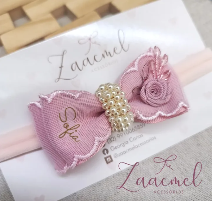 Laço Personalizado Rosa Sofia Lux