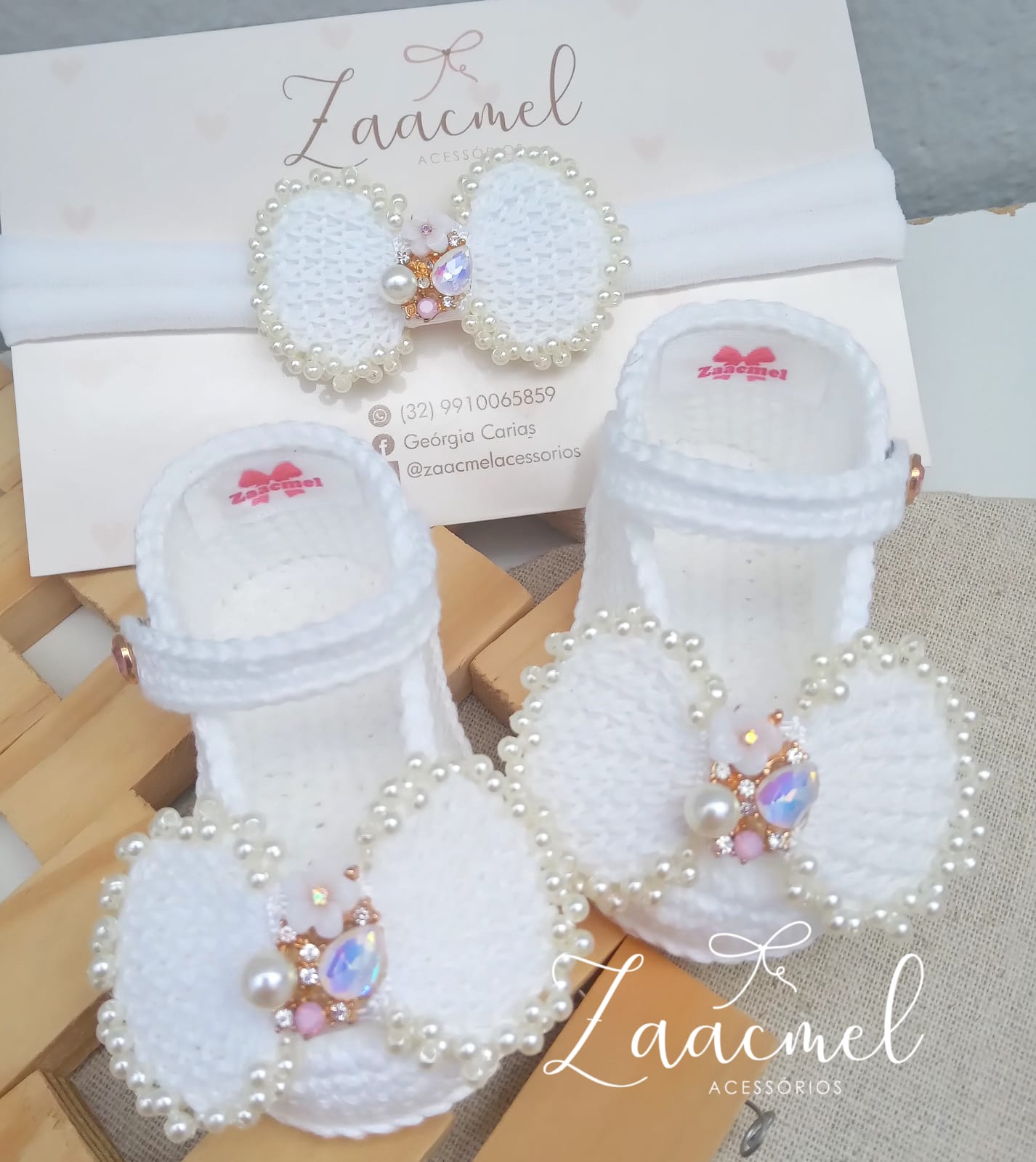 Conjunto Crochê Branco Pérola Lux