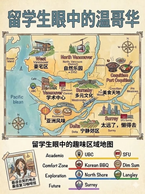 🇨🇦留学生版｜一张图看懂大温地区鄙视链🗺️