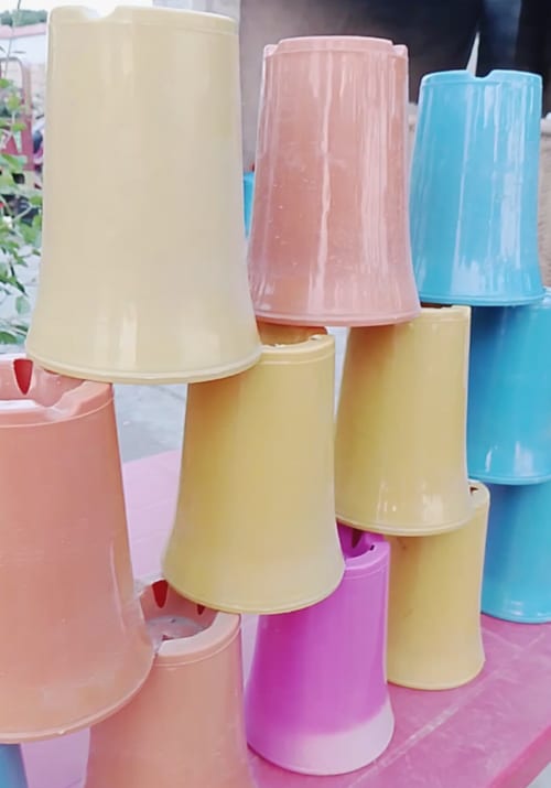 6 pots set || Fancy Glass shape | Mix colors 