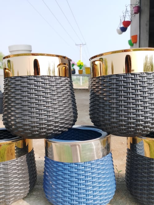 6 Ring pots set , 6 inches size || with beautiful metal ring 