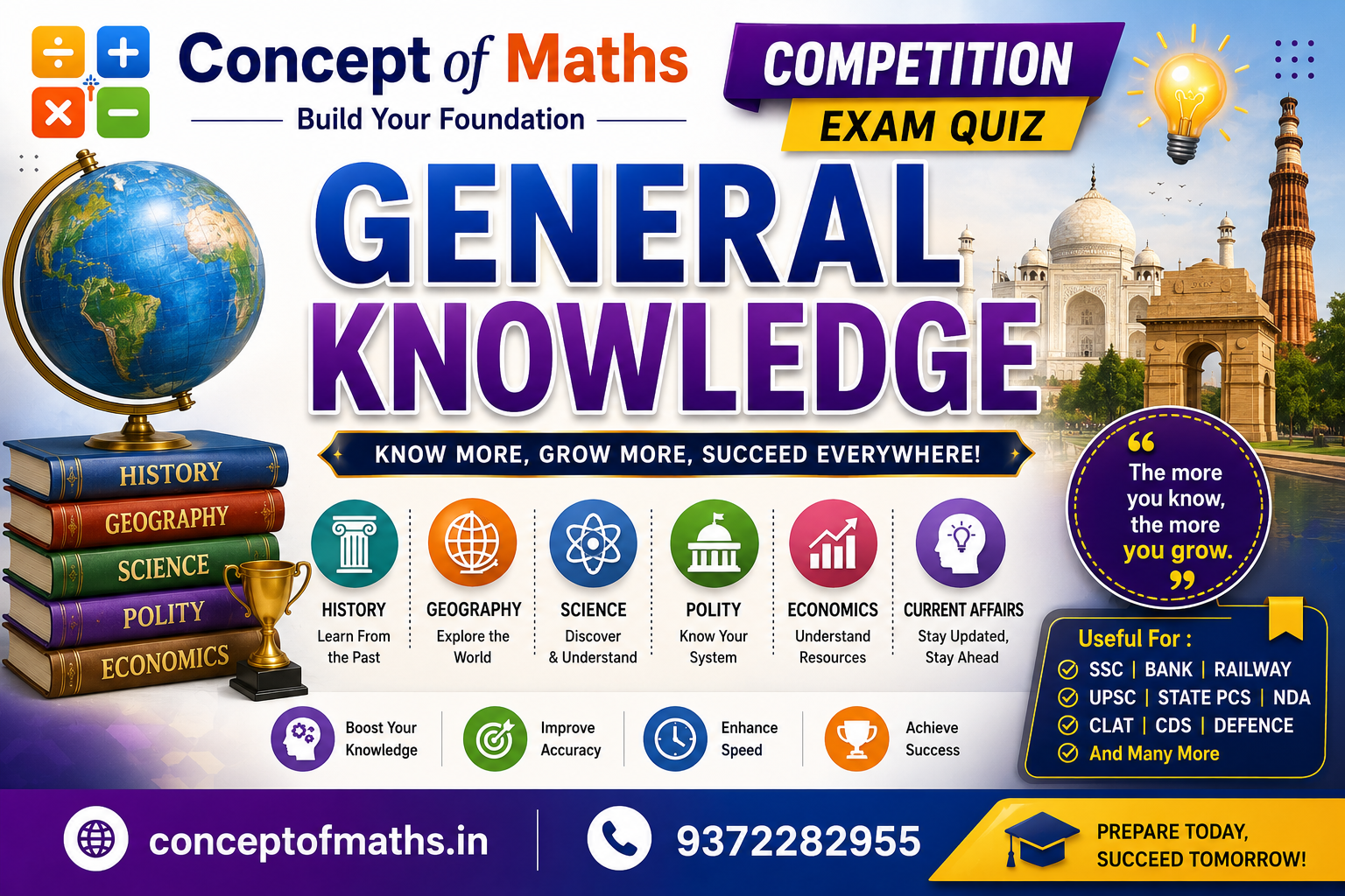 Competitive Exams : GK & GS - Mix (Set 1) | Concept of Maths