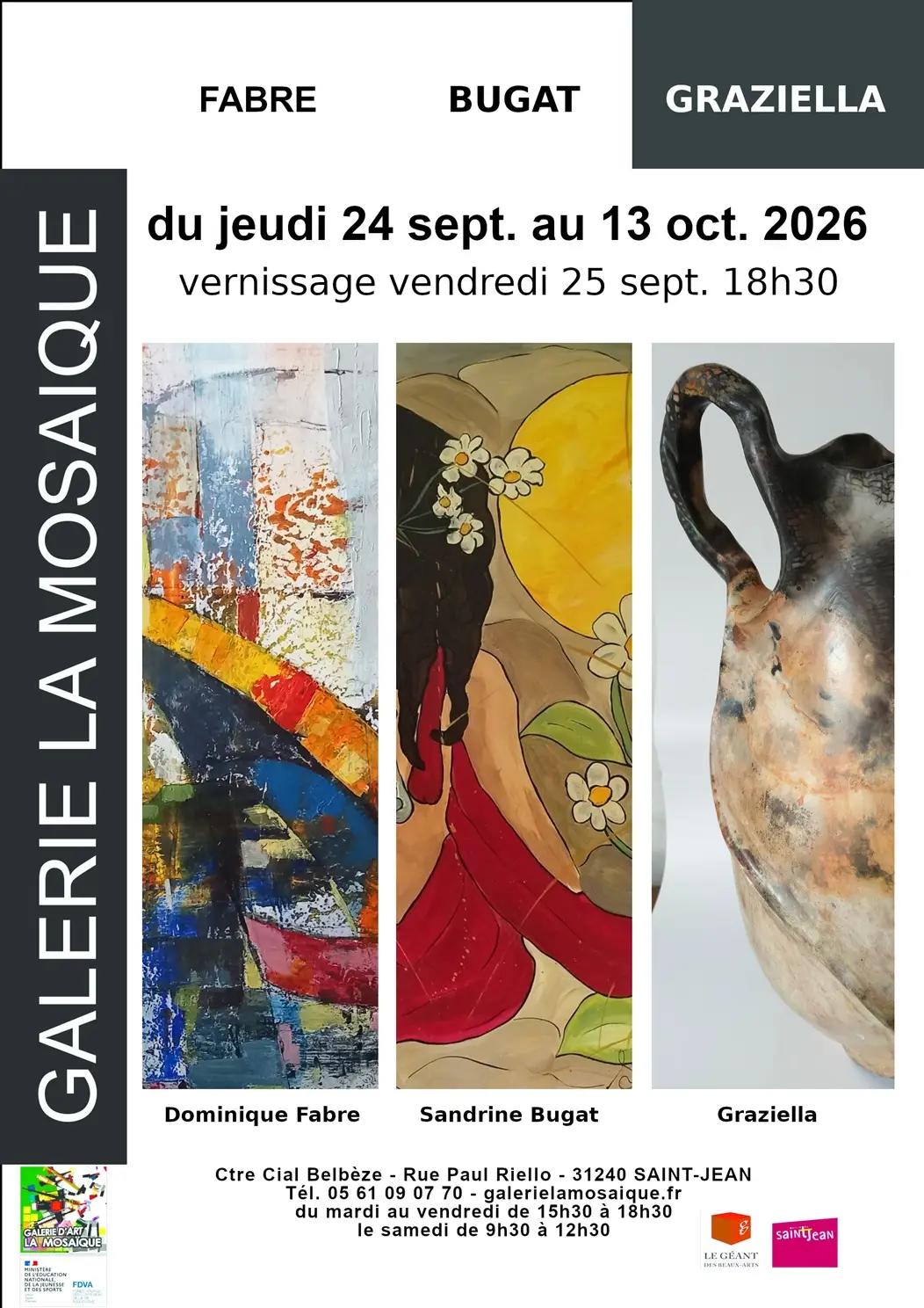 Affiche de Exposition Dominique Fabre, Sandrine Bugat et Graziella
