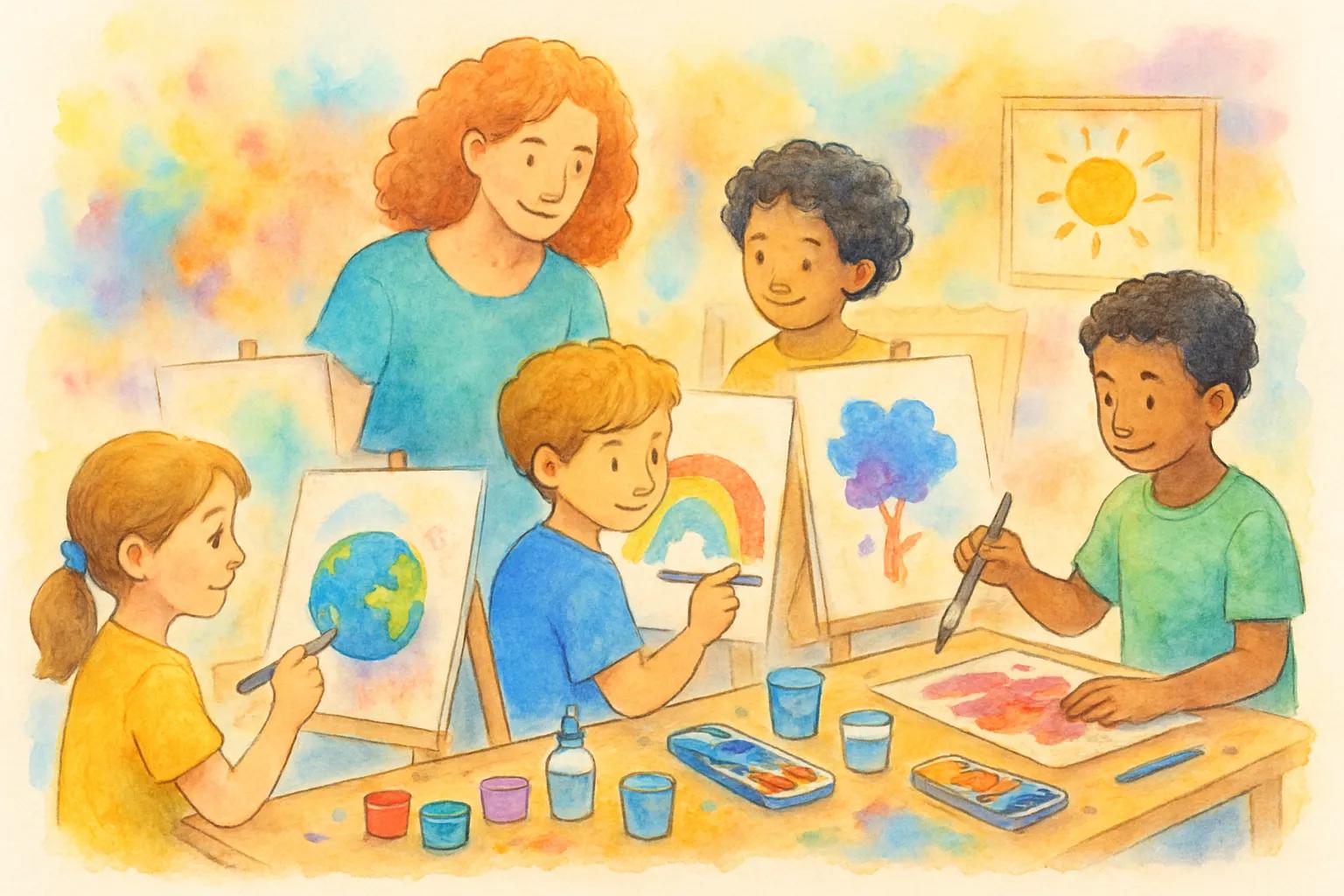 Illustration de l'Cours de dessin et peinture pour enfant - Atelier d'art à Montrabé