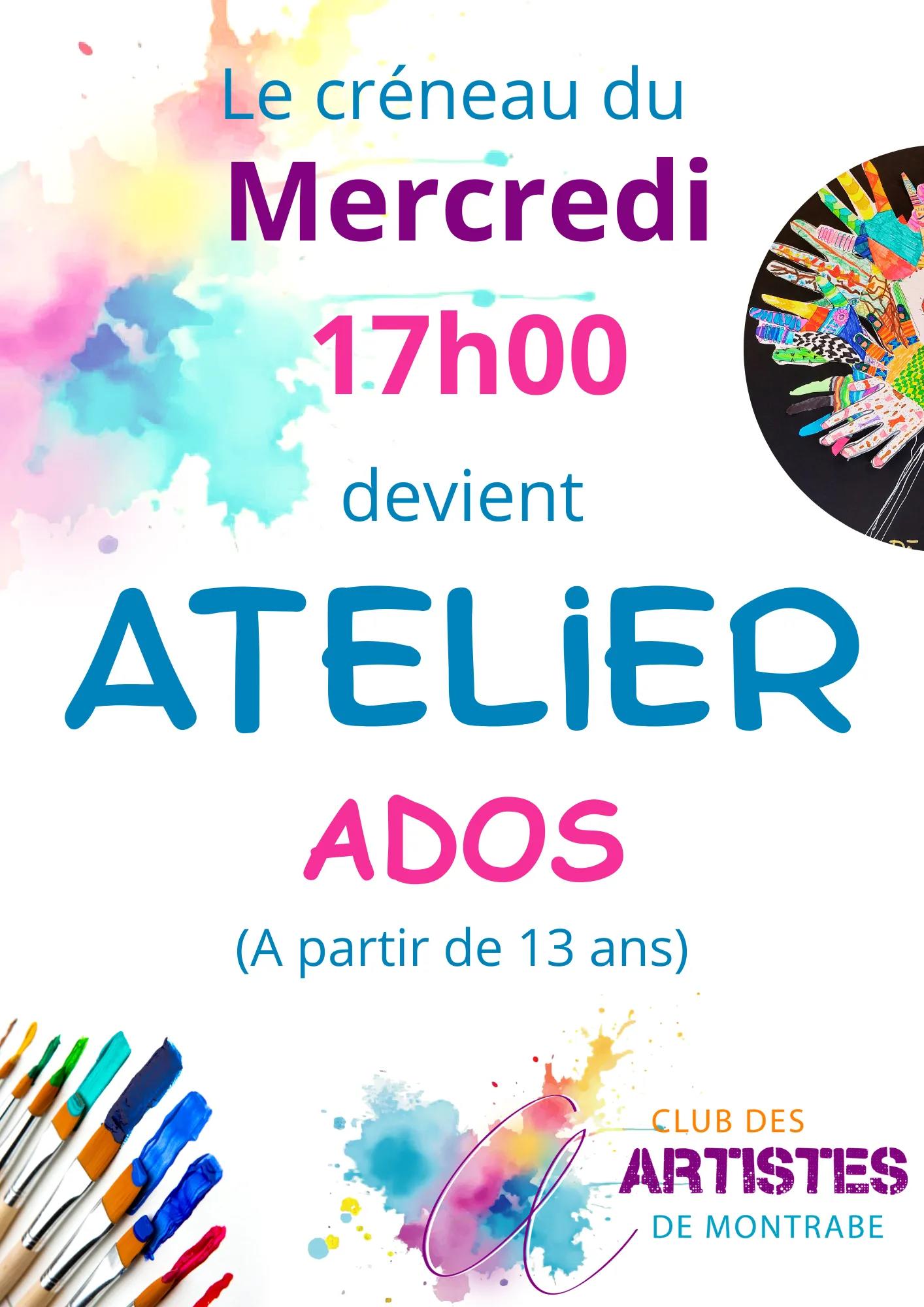 Illustration de l'article : Nouveauté : un atelier pour les ados 🎨