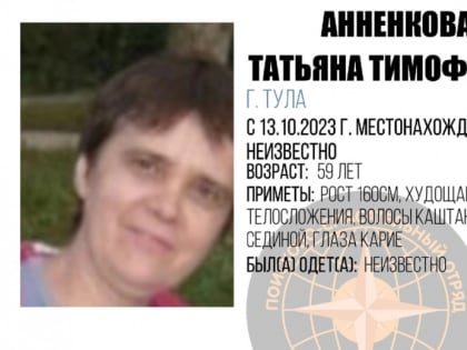 Волонтеры разыскивают 59-летнюю жительницу Тулы, пропавшую две недели назад