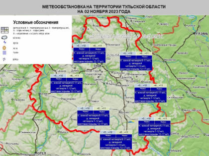 Погода в Туле 2 ноября: сильный дождь и порывистый ветер
