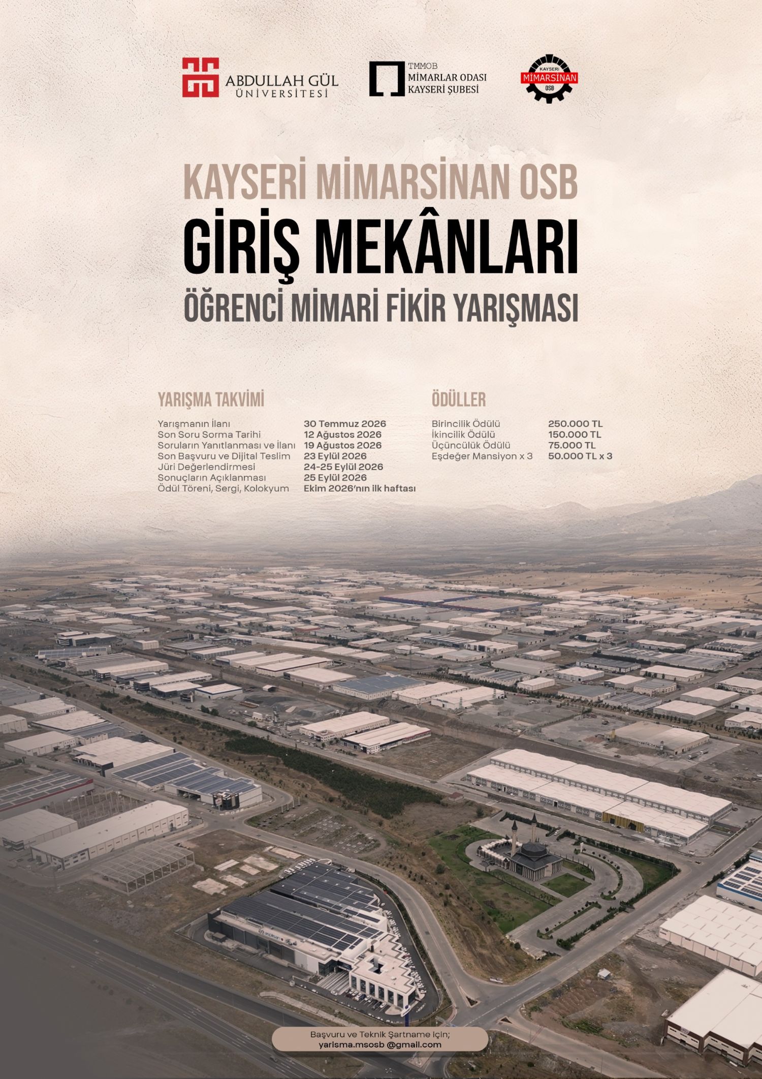 Kayseri Mimarsinan OSB Giriş Mekanları Öğrenci Mimari Fikir Yarışması
