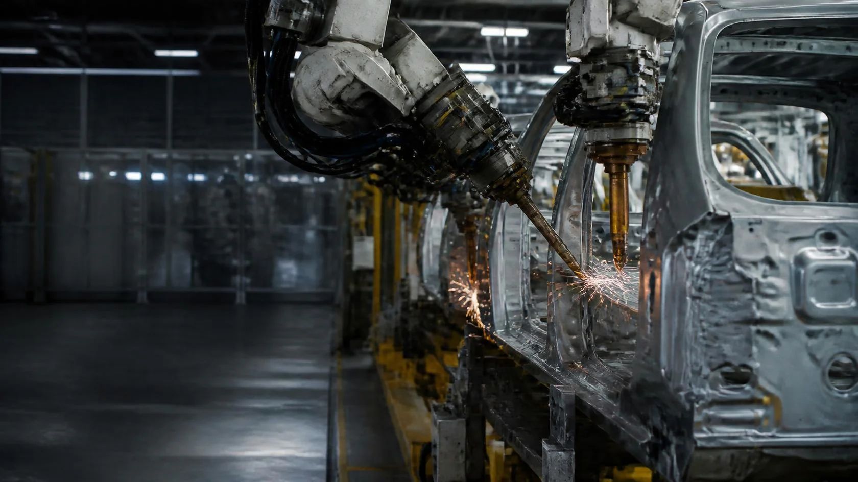 Automotive spot weld process signals alongside body-in-white production