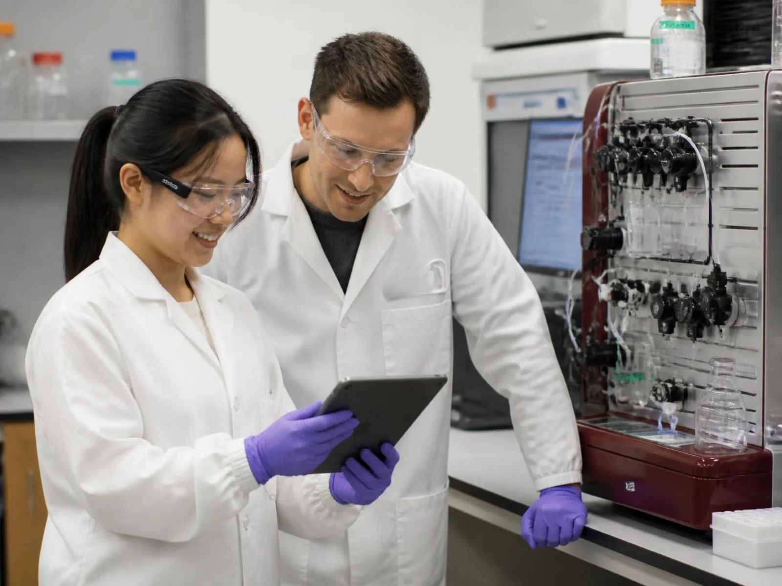 Chromatography and QC data feeding a purification optimization layer