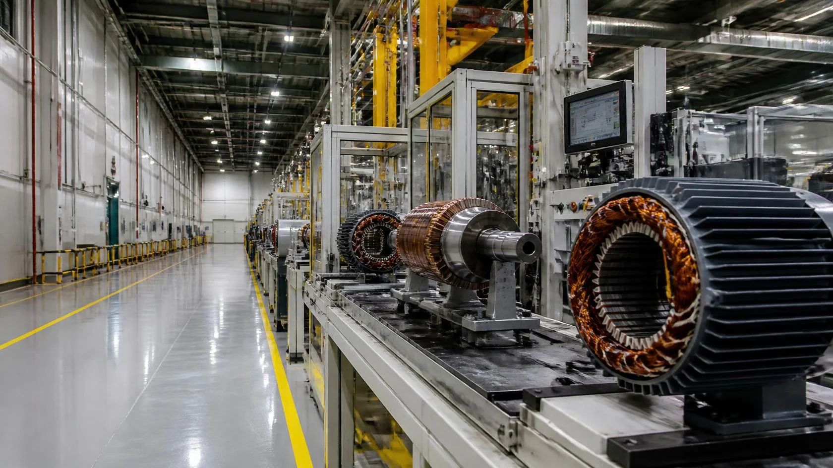 Electric motor assembly with in-process dimensional tolerance measurements