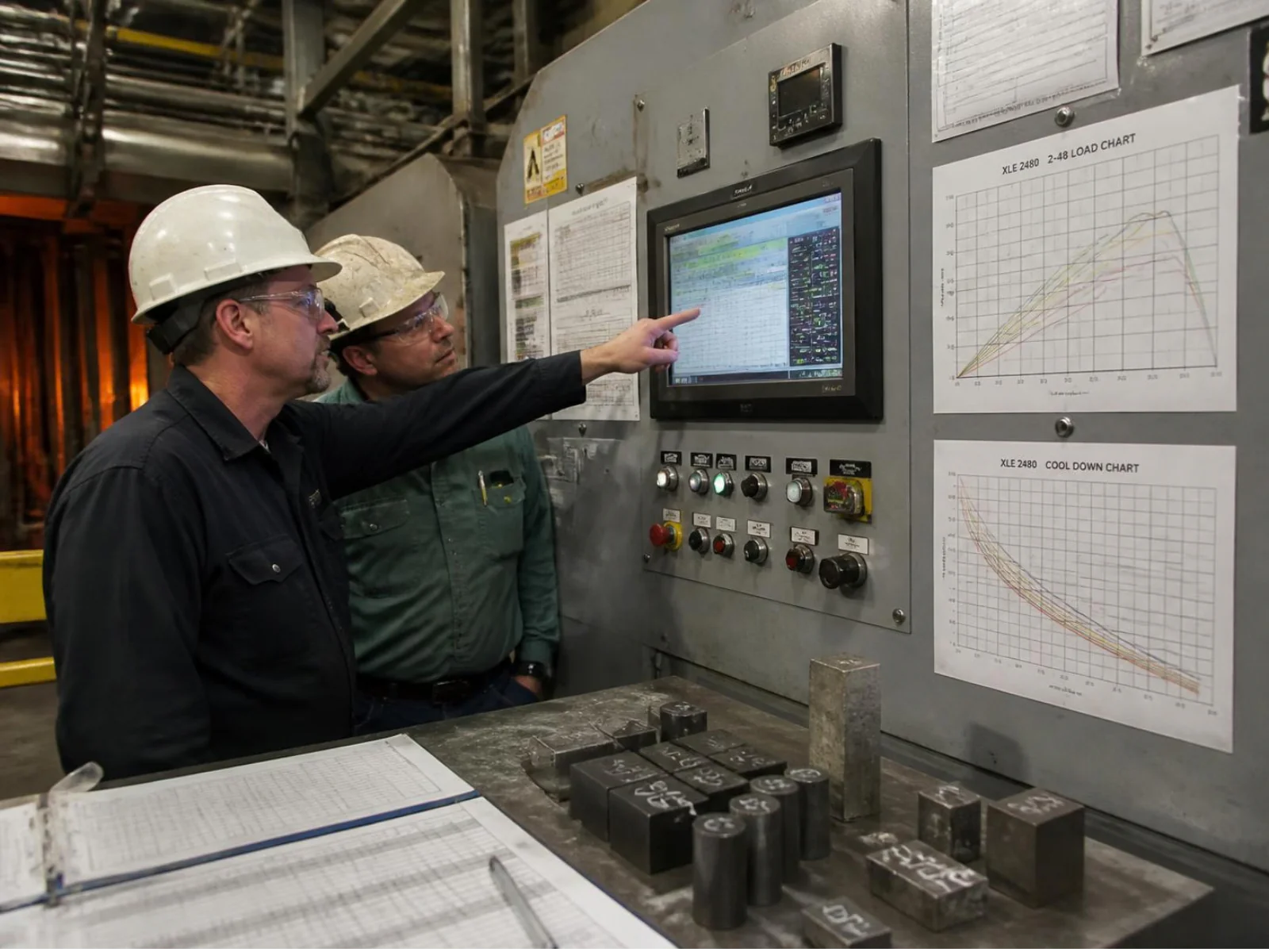 Furnace process, energy and metallurgical quality data used for heat-treatment optimization