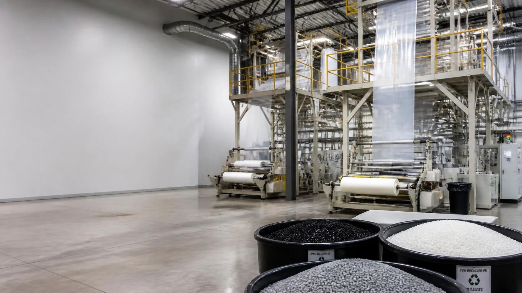 Recycled and virgin PE resin blend for flexible packaging film formulation