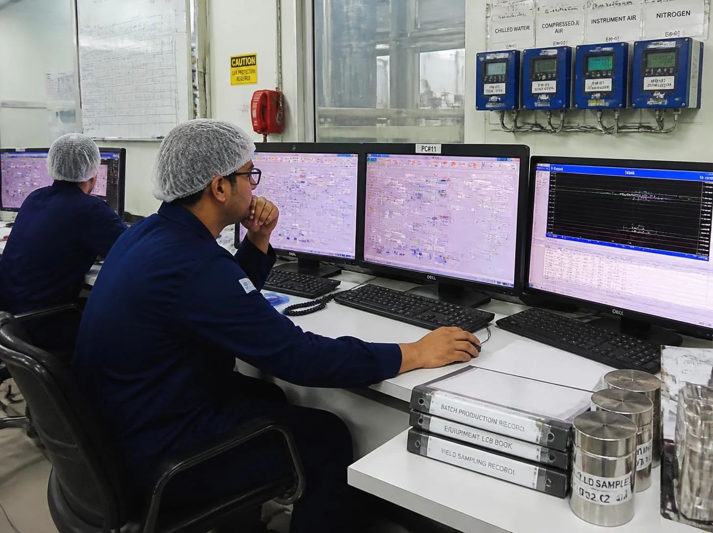 Pharmaceutical manufacturing process with changing operating parameters