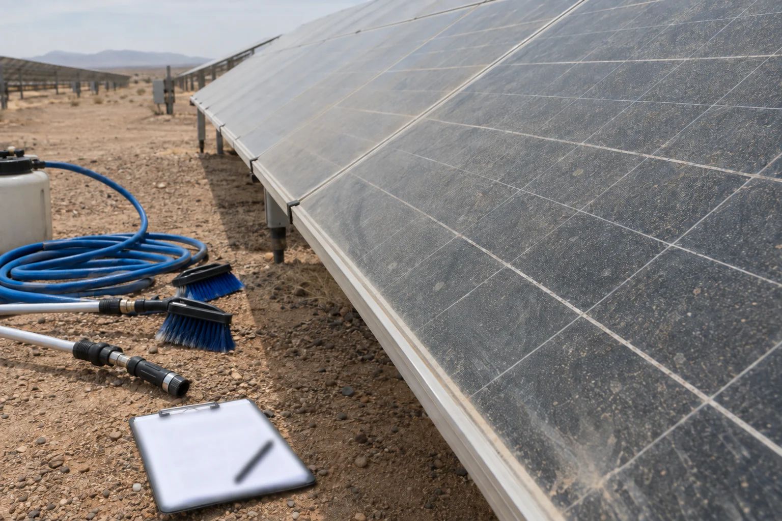 Photovoltaic plant where production moves with weather as well as soiling