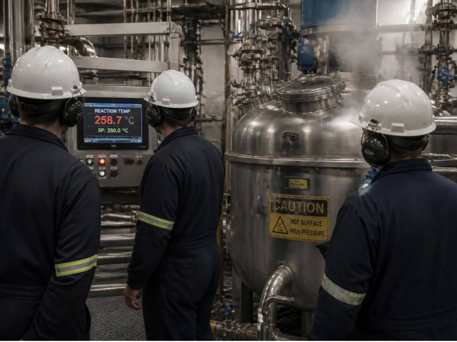 Process safety engineer reviewing reactor conditions against dimensionless safety parameters