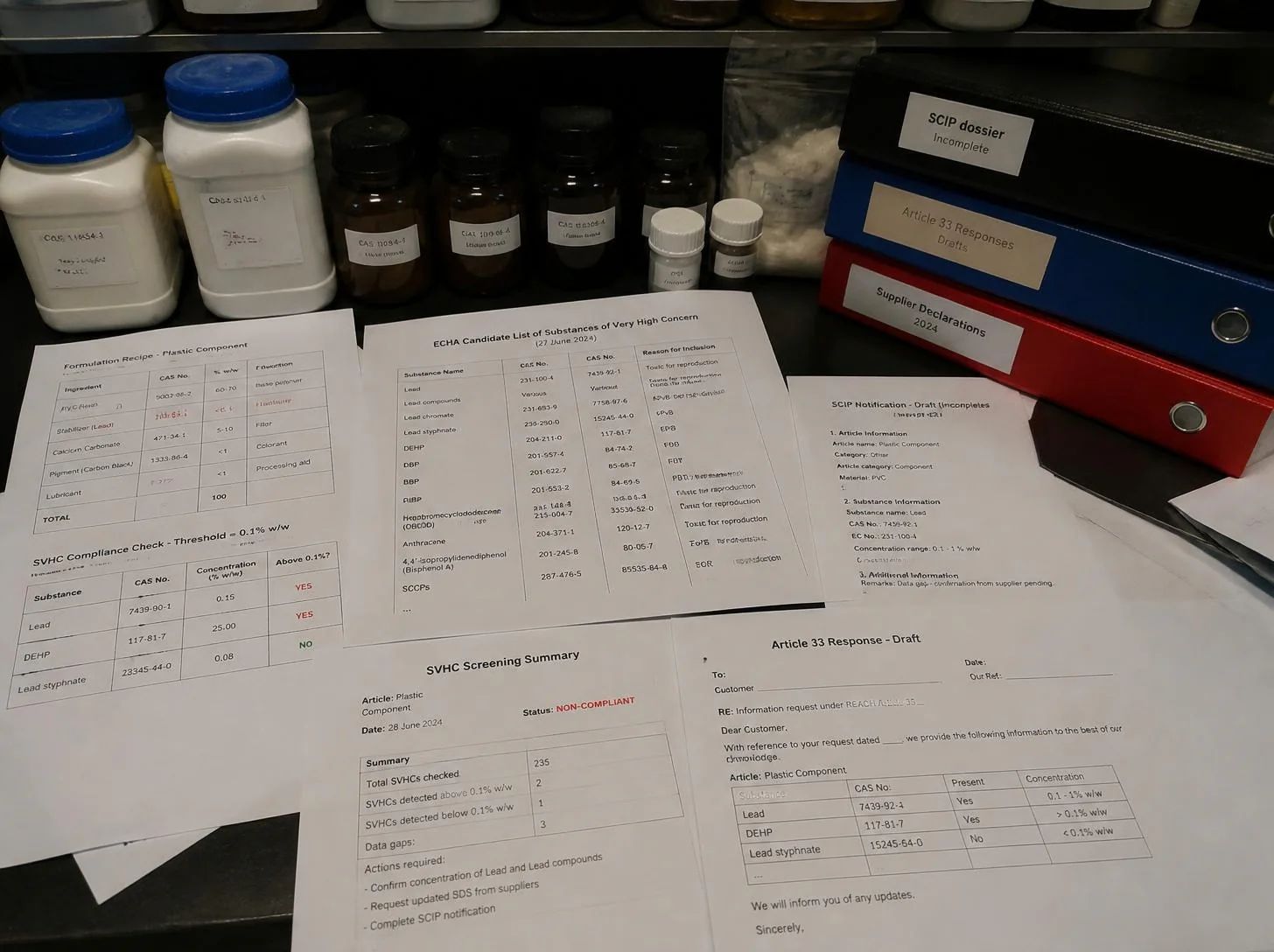 Specialty chemical production where formulation and composition records originate