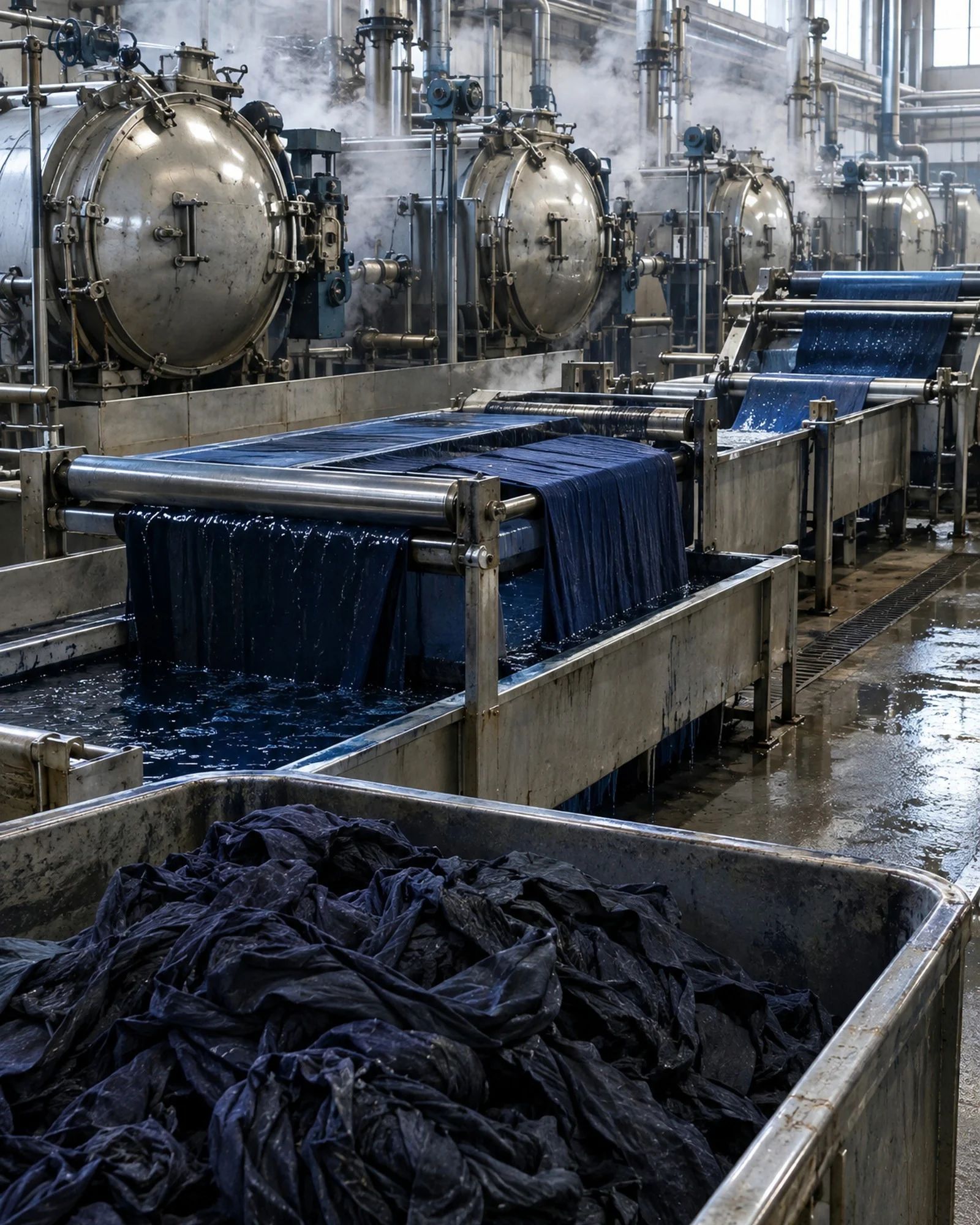 Textile spinning, weaving, dyeing and finishing operations