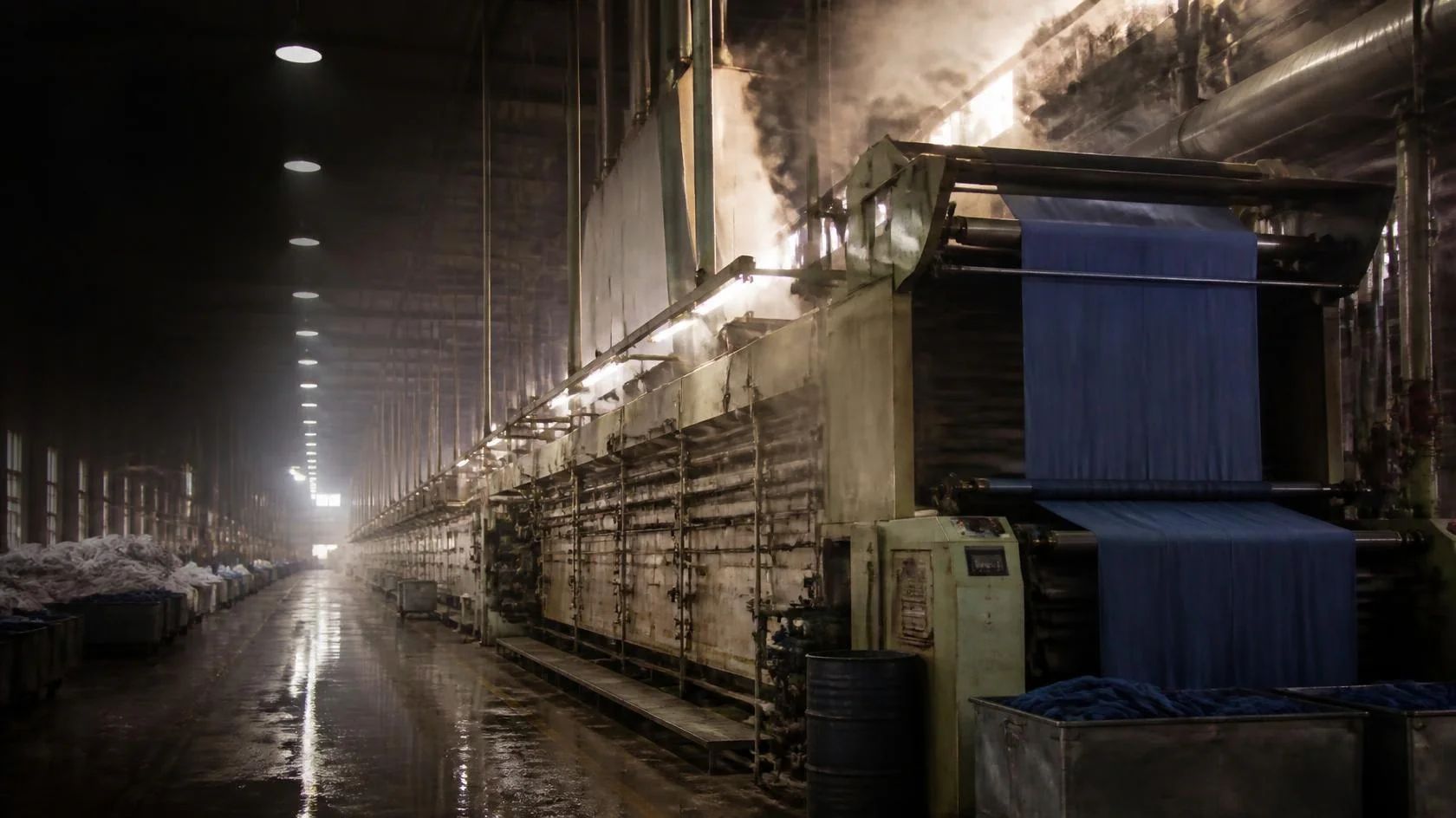 Textile wet-processing line with thermal energy loss analytics