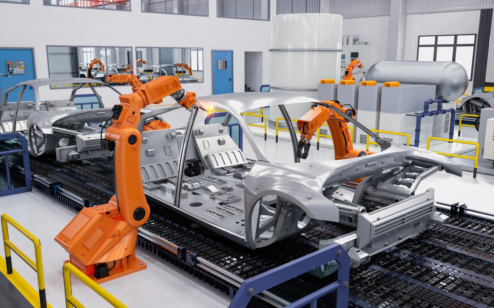 Automotive assembly line with sequenced production stations