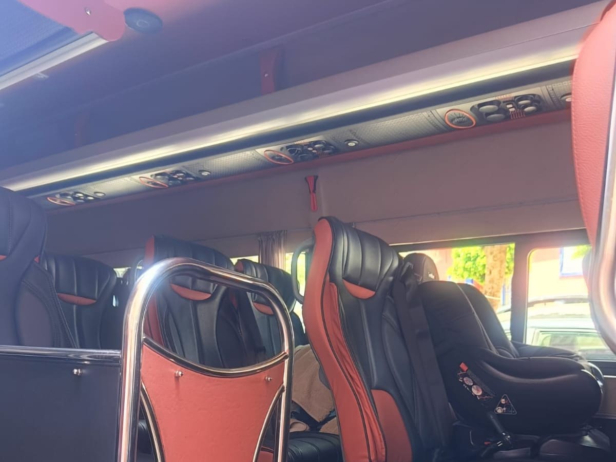 Reclining leather seats in our 17-seat VIP minibus