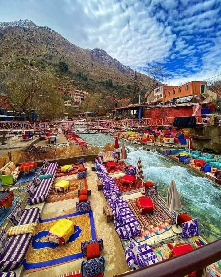 Riverside terraces in Setti Fatma, Ourika Valley