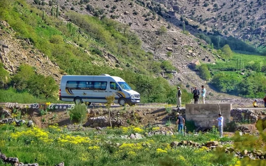 Minivan on a High Atlas mountain road