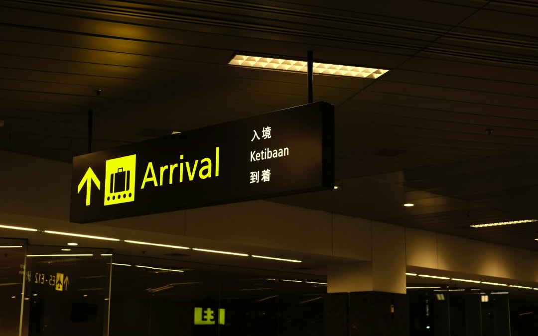 Airport arrivals sign