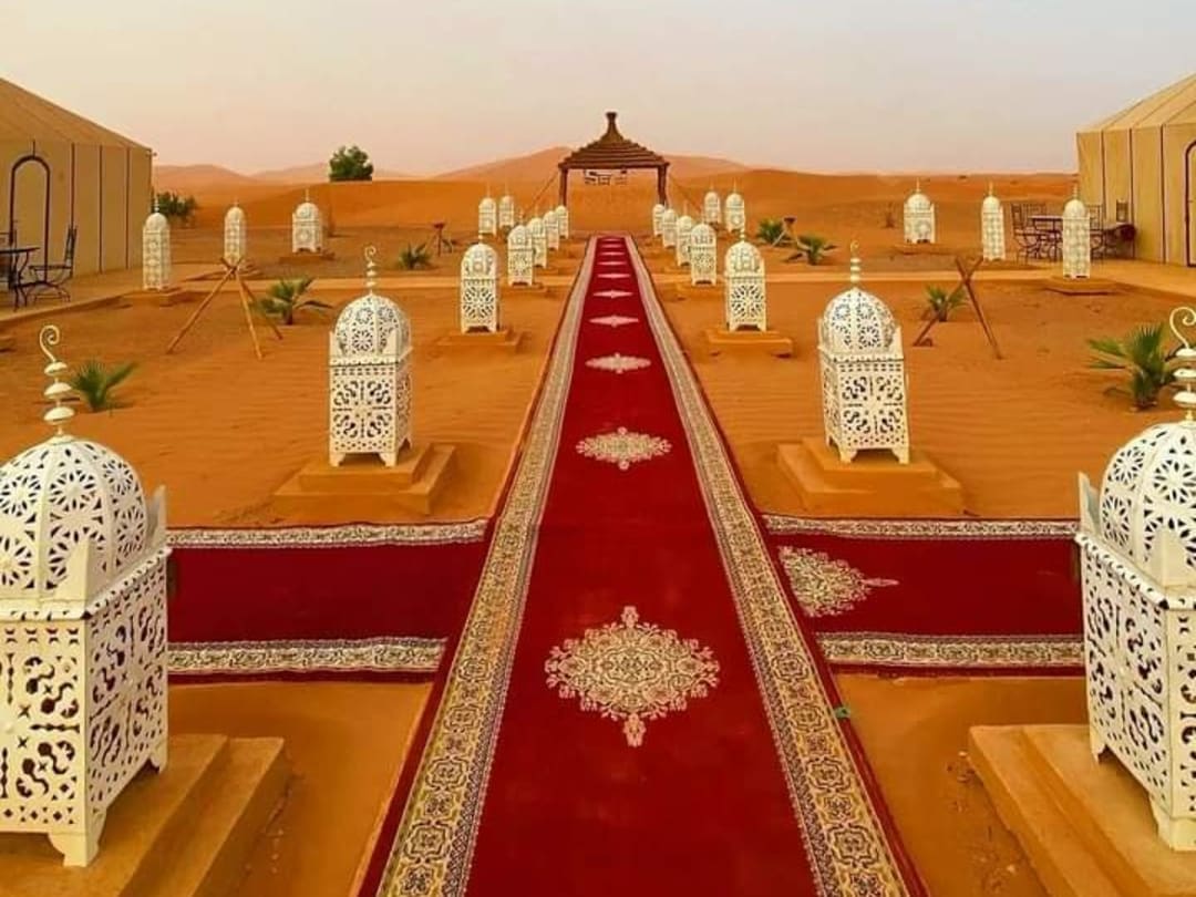 Red carpet alley in a desert camp