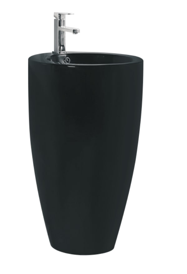 Lavabo TAMTAM Rond sur pied noir mat