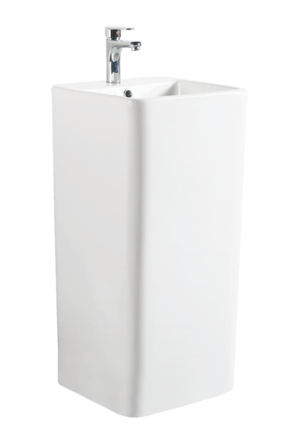 Lavabo TAMTAM Carré sur pied blanc