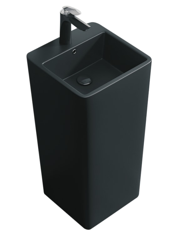 Lavabo TAMTAM Carré sur pied noir mat