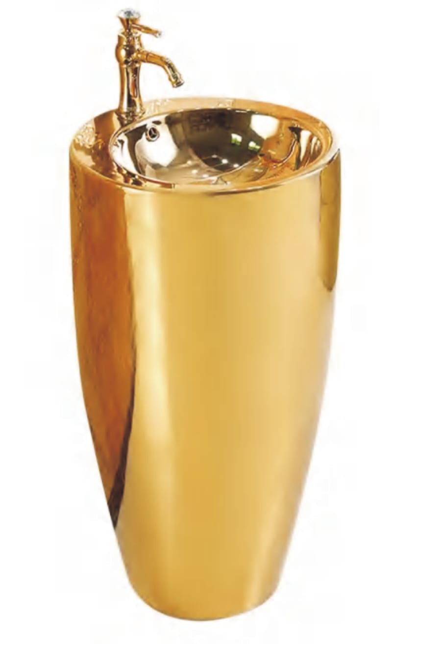Lavabo TAMTAM Rond sur pied finition Or