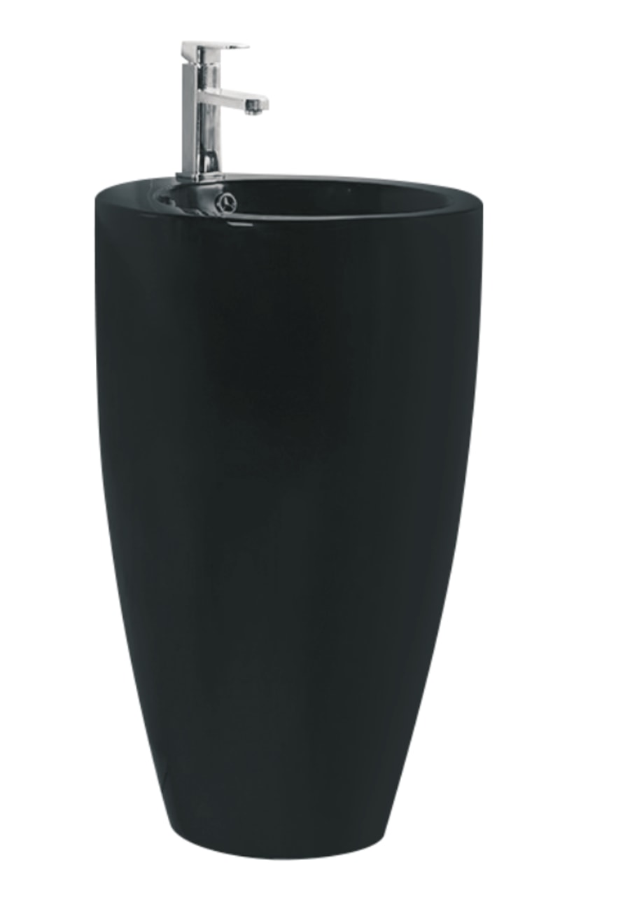 Lavabo TAMTAM Rond sur pied noir mat