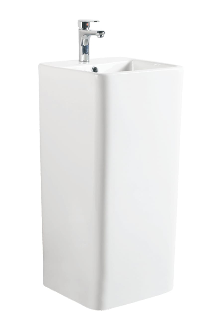 Lavabo TAMTAM Carré sur pied blanc
