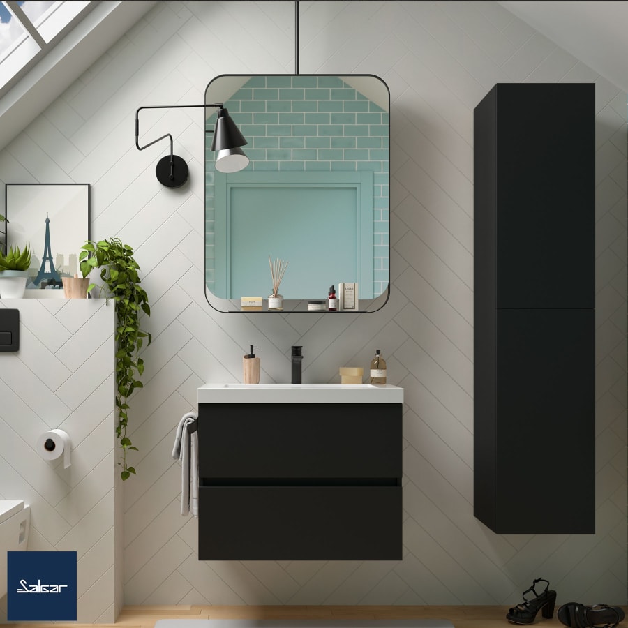 Meuble SDB Fusion 80 cm noir