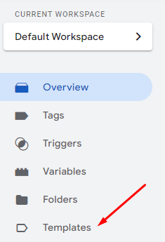Red arrow pointing to "Templates" navigation menu item