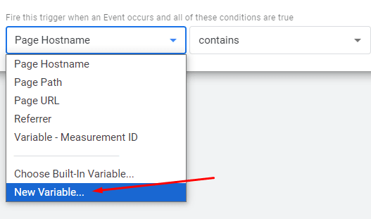 Dropdown with red box highlighting the option "New Variable..."