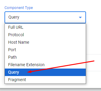 Dropdown for the Component Type field with red box highlighting the option "Query"