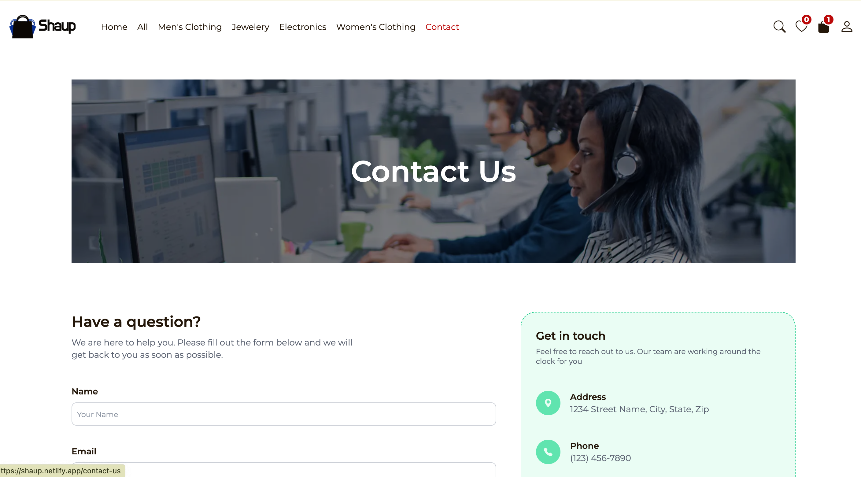E-Store Contact Us